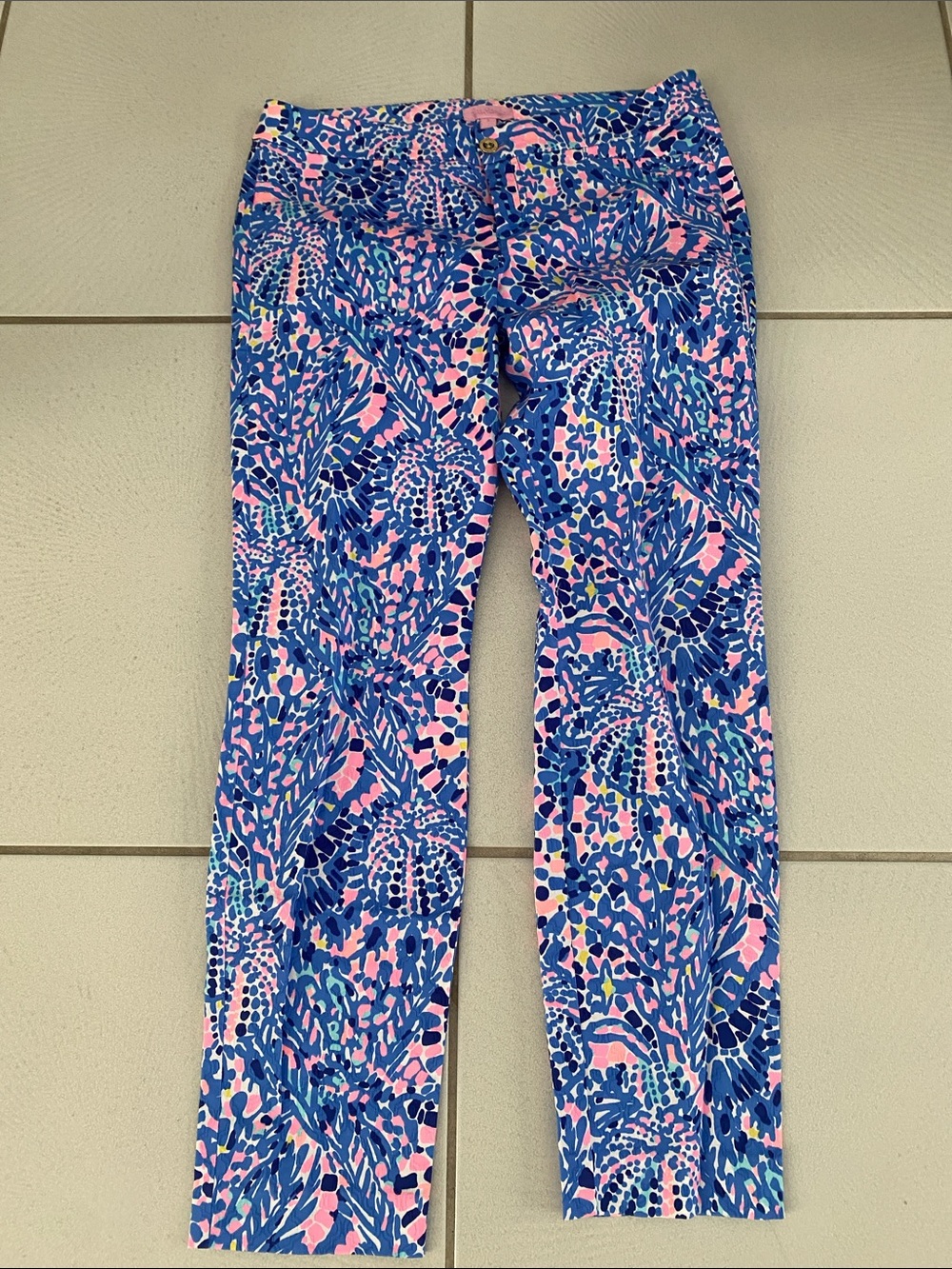 Lilly Pulitzer Kelly Skinny Ankle Pant Multi Tic Tac Tile 8